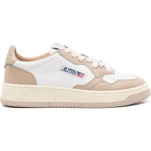 Low Top Sneakers in White/Brown Leather , female, Sizes: 4 UK, 5 UK, 2 UK, 3 UK, 6 UK - Autry - Modalova