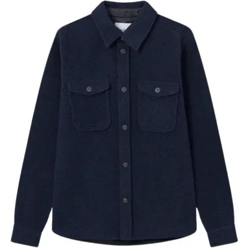 Dark Navy Lennon Bouclé Overshirt , male, Sizes: S - Les Deux - Modalova