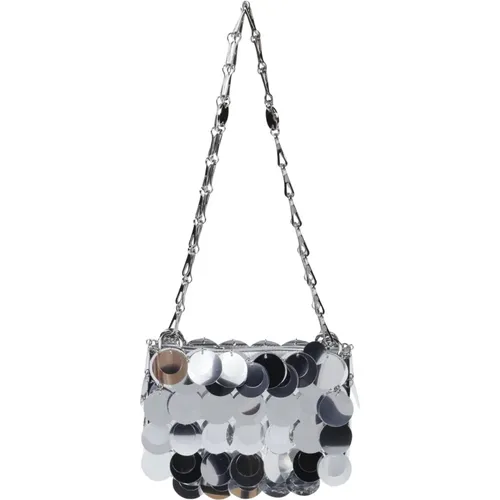 Silver Sparkle Nano Bag , female, Sizes: ONE SIZE - Paco Rabanne - Modalova