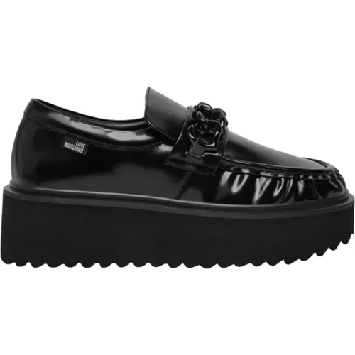 Schwarze Leder Elegante Damen Sandalen , Damen, Größe: 36 EU - Moschino - Modalova