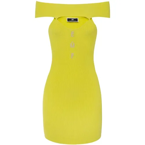 Yellow Short Dress Women's Fashion , female, Sizes: S, M - Elisabetta Franchi - Modalova