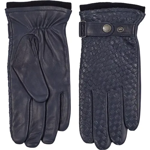 Navy Leather Braided Gloves , male, Sizes: S, L, M, XL - Howard London - Modalova