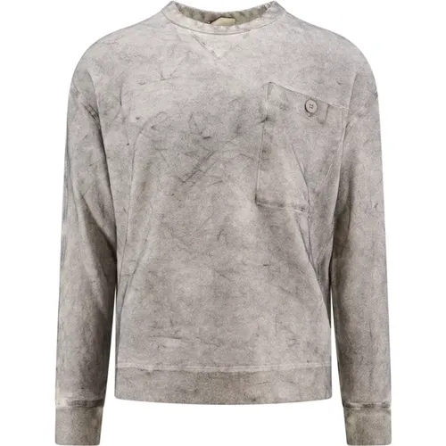 Grey Crew-neck Sweatshirt with Logo Patch , male, Sizes: M, L - Ten C - Modalova