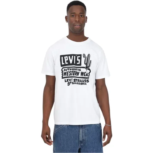 Levi's, Weiße T-Shirts und Polos mit Western-Print , Herren, Größe: L - Levis - Modalova