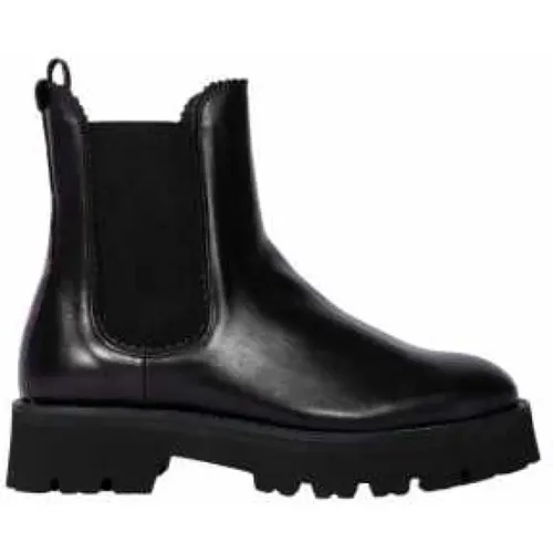 Schwarze Leder Chelsea Stiefel mit gestreiften Details , Damen, Größe: 38 EU - Paul Smith - Modalova