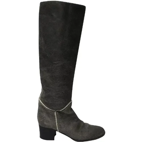 Vintage Shearling Lined Leather Boots , female, Sizes: 3 1/2 UK - Chanel Vintage - Modalova