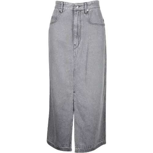 Stylish Denim Midi Skirt in Grey Cotton , female, Sizes: XS - Isabel Marant Pre-owned - Modalova