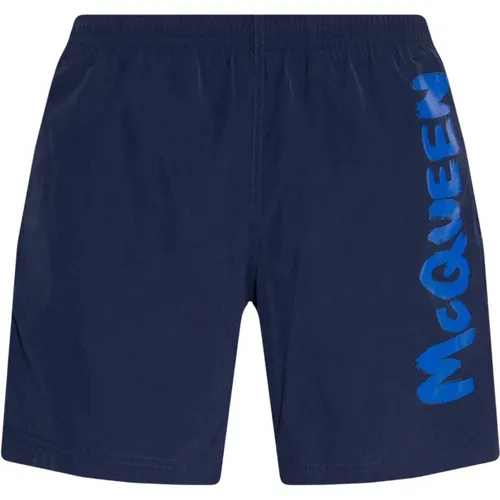 Strandbekleidung Shorts mit elastischem Bund und Logo-Print , Herren, Größe: L - alexander mcqueen - Modalova