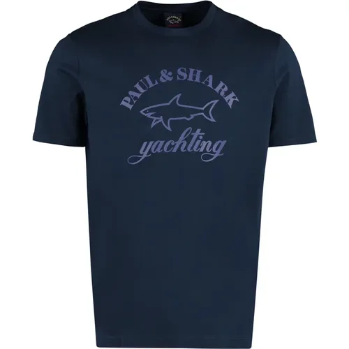 Logo Print Baumwoll T-shirt - PAUL & SHARK - Modalova