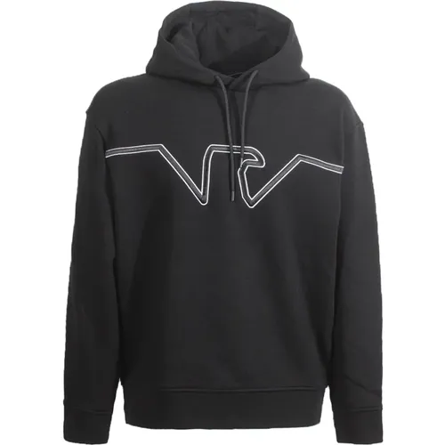 Schwarzer Kapuzenpullover mit geprägtem Logo , Herren, Größe: L - Emporio Armani - Modalova