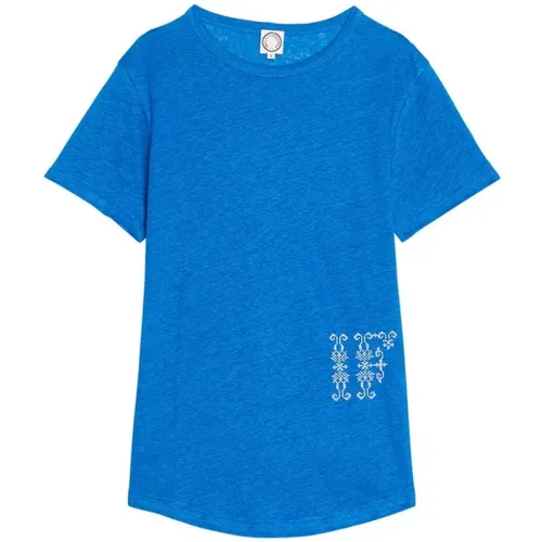 Kobaltblaues Leinen T-Shirt , Damen, Größe: S - Ines De La Fressange Paris - Modalova