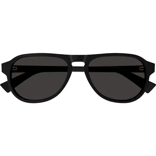 Schwarze Piloten-Sonnenbrille mit goldener Verzierung - Bottega Veneta - Modalova