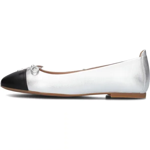 Silber Schwarze Leder Ballerinas , Damen, Größe: 35 EU - Unisa - Modalova