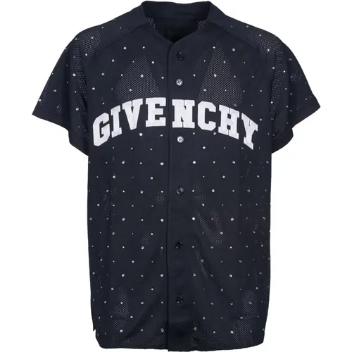 Schwarzes Polyester T-Shirt mit Perforiertem Detail , Herren, Größe: M - Givenchy - Modalova