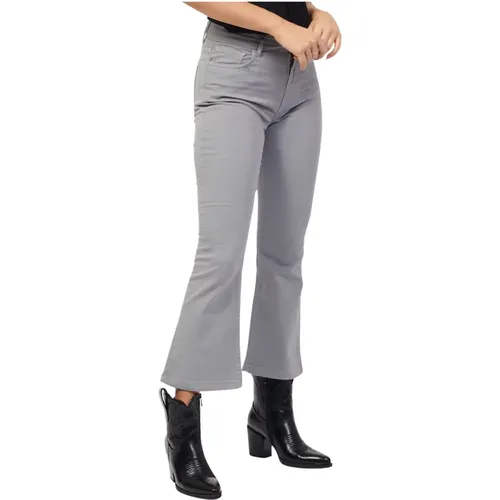 Graue Cropped Flare Jeans mit Kontrastnähten , Damen, Größe: W26 - Jijil - Modalova