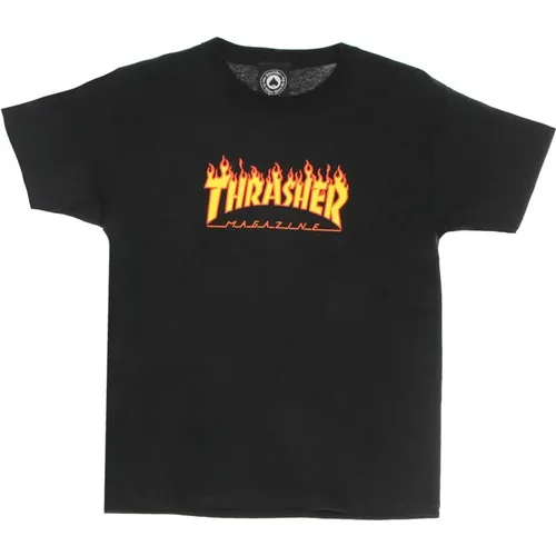 Flame Tee Kinder T-shirt Schwarz/Gelb , Herren, Größe: M - Thrasher - Modalova