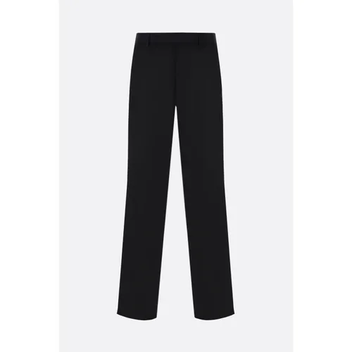 Straight Leg Wool Gabardine Trousers with Re-Nylon Waistband , male, Sizes: L, XL - Prada - Modalova