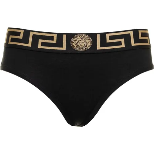 Schwarze Briefs mit griechischem Druck , Herren, Größe: L - Versace - Modalova