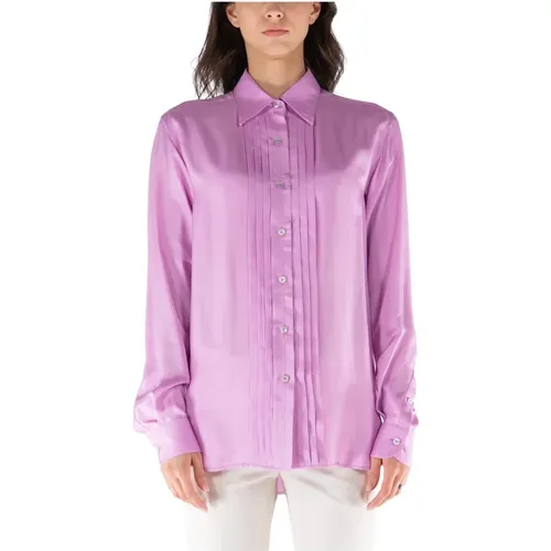 Fluid Silk Twill Shirt , female, Sizes: M, S - Tom Ford - Modalova