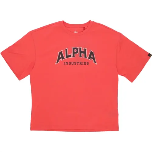 Rotes College Tee Kurzarm T-shirt - alpha industries - Modalova