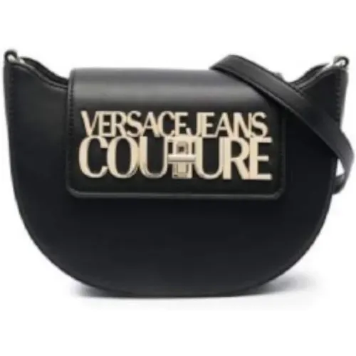 Schwarze Schultertasche mit Gold-Logo - Versace Jeans Couture - Modalova