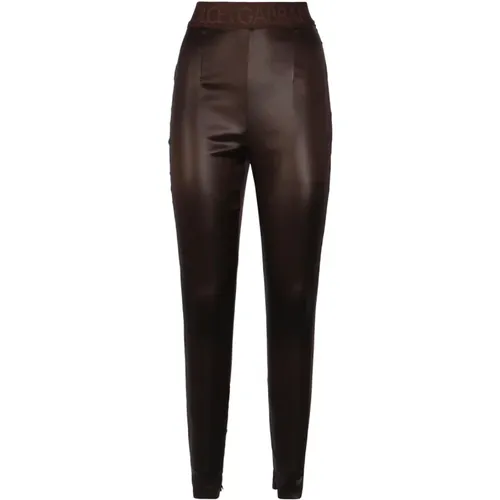 Braune Stretchhose mit hoher Taille , Damen, Größe: 2XS - Dolce & Gabbana - Modalova