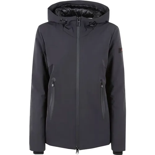 Schwarzer Kurzer Steppmantel Soft Shell , Damen, Größe: M - Peuterey - Modalova