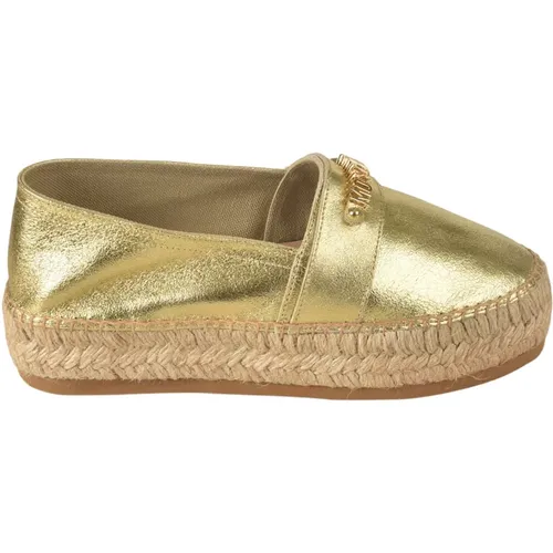 Flat shoes Golden , female, Sizes: 3 UK, 8 UK, 7 UK - Moschino - Modalova