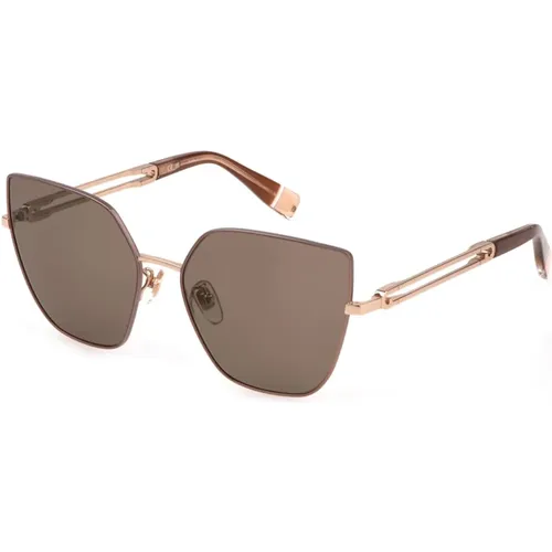 Rose Gold Sunglasses with Brown Lenses , female, Sizes: 58 MM - Furla - Modalova