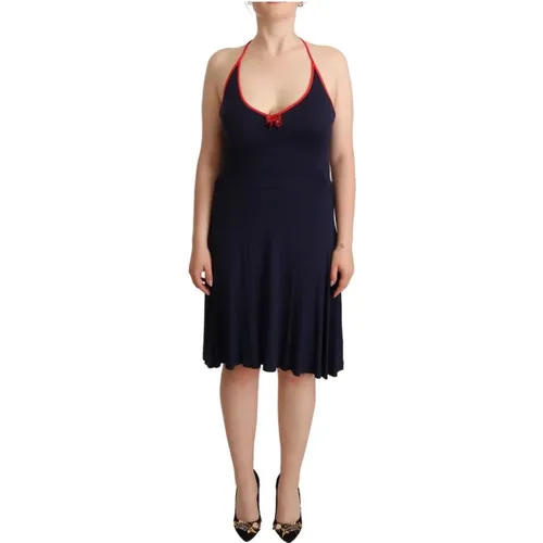 Marineblaues Halter Midi Kleid - roccobarocco - Modalova