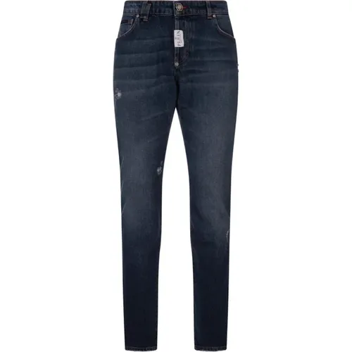 Blaue Super Gerades Jeans Niedrige Taille , Herren, Größe: W32 - Philipp Plein - Modalova