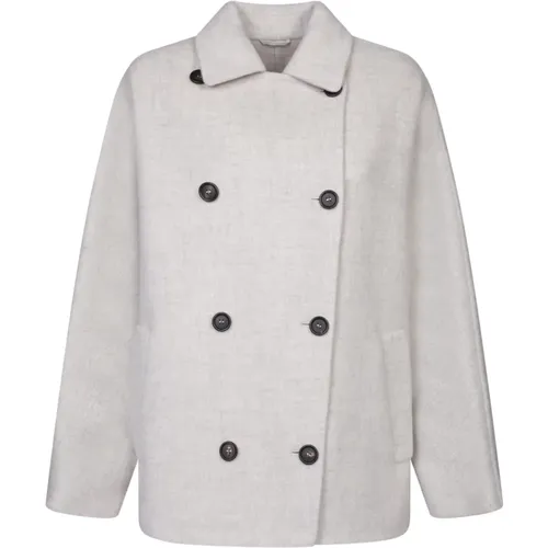 Luxurious Grey Coat Aw24 , female, Sizes: S, 2XS - BRUNELLO CUCINELLI - Modalova