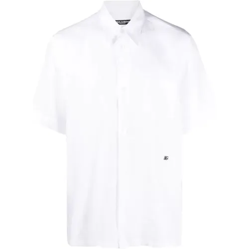 Kurzarm Markenshirt in Weiß , Herren, Größe: M - Dolce & Gabbana - Modalova