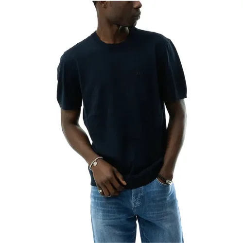 Blaues T-Shirt mit A|X Logo , Herren, Größe: S - Armani Exchange - Modalova