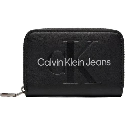 Schwarze Bedruckte Reißverschlusstasche - Calvin Klein Jeans - Modalova