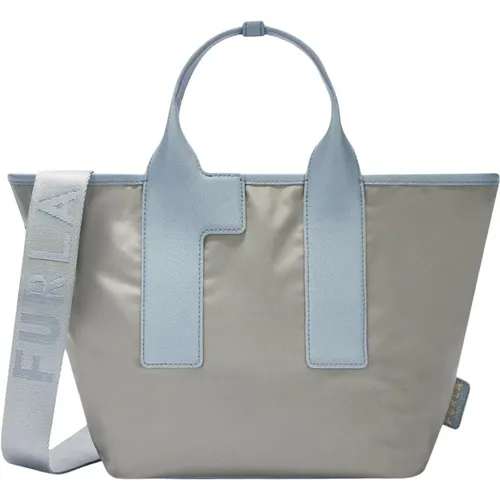 Leichte Nylon-Tote-Tasche mit Arch-Griffen,Leichte Nylon Tote Tasche,Leichte Piuma Tote Tasche,Leichte Nylon Tote Tasche mit Ledergriffen - Furla - Modalova