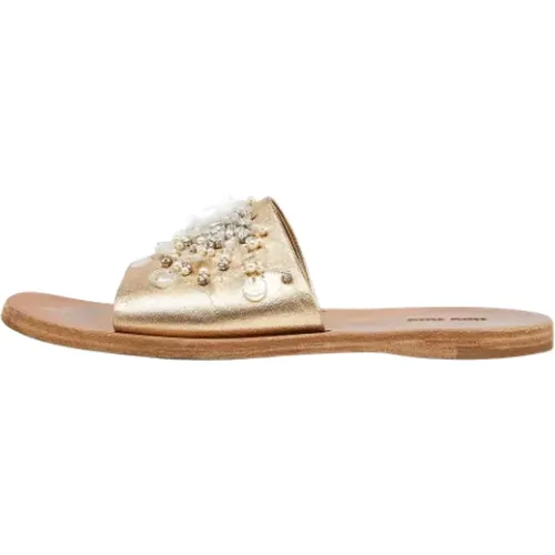 Pre-owned Leather flats , female, Sizes: 7 UK - Miu Miu Pre-owned - Modalova