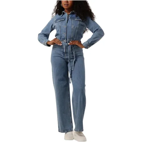 Blauer eleganter Jumpsuit mit langen Ärmeln , Damen, Größe: L - Selected Femme - Modalova