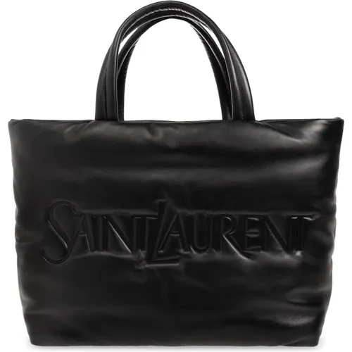 Leather shopper bag , male, Sizes: ONE SIZE - Saint Laurent - Modalova