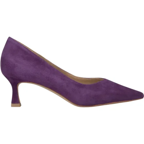 Pointed Toe Mid-Heeled Leather Shoe , female, Sizes: 5 UK, 6 UK, 3 UK - Alma en Pena - Modalova