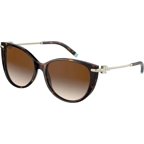 Havana Brown Shaded Sonnenbrille , Damen, Größe: 57 MM - Tiffany - Modalova