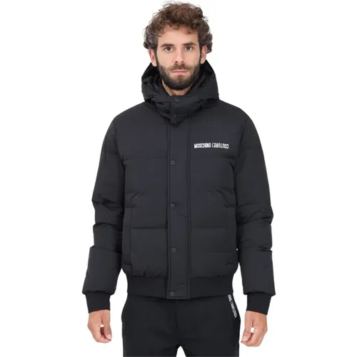 Schwarze Upside Down Logo Daunenjacke - Moschino - Modalova