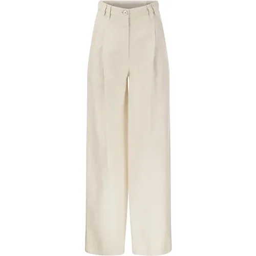 Relaxed Cotton Linen Trousers with Feminine Details , female, Sizes: 2XS - BRUNELLO CUCINELLI - Modalova