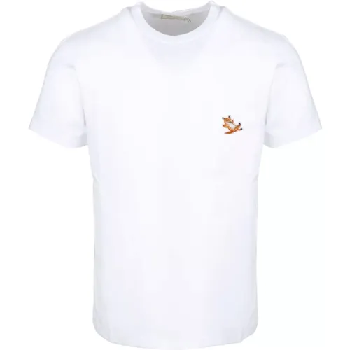 Chillax Fox Patch Klassischen T-Shirt , Herren, Größe: L - Maison Kitsuné - Modalova