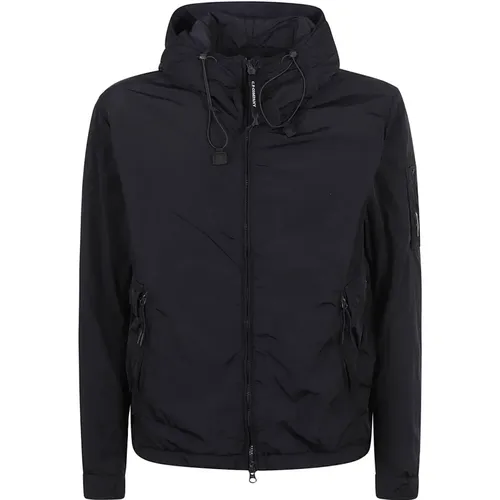 Blue Water-Resistant Hooded Jacket , male, Sizes: L - C.P. Company - Modalova