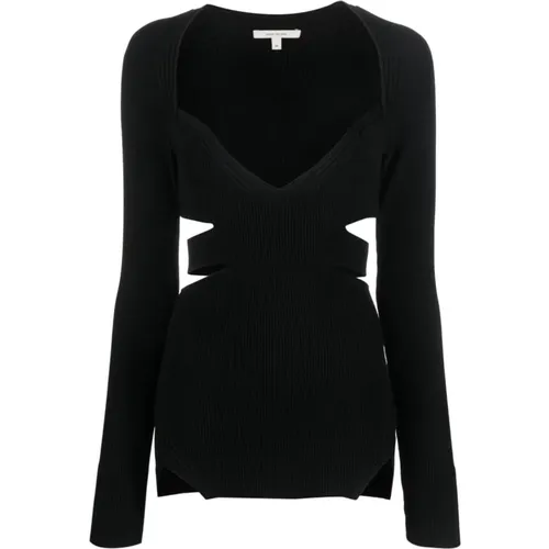 Fitted Long Sleeve Knitted Top with Cut Outs , female, Sizes: XS, S - Nensi Dojaka - Modalova
