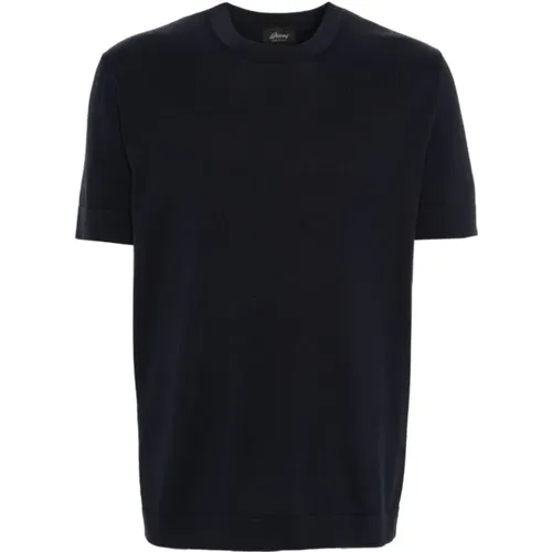 Marineblau Feinstrick T-Shirt - Brioni - Modalova