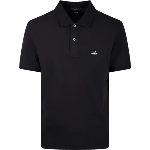 Schwarzes Regular Polo Shirt , Herren, Größe: M - C.P. Company - Modalova