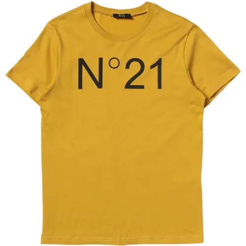 Grünes Acid Kinder T-Shirt mit Logo-Print - N21 - Modalova