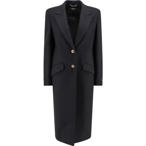 Wool Coat Peak Lapel , female, Sizes: XS, S - Versace - Modalova